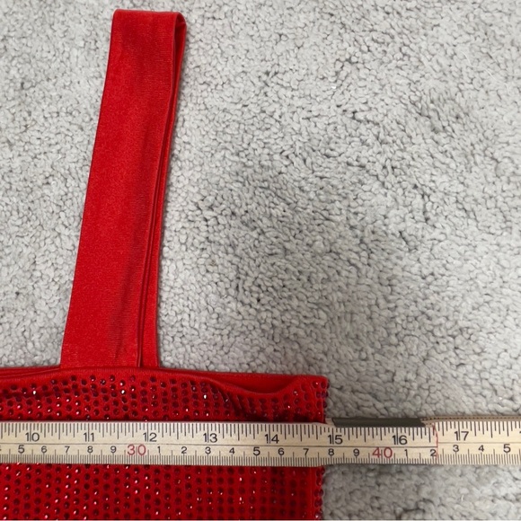 Crop rhinestone embellished stretchy sparkly sexy holiday party bralette tank - Picture 6 of 9